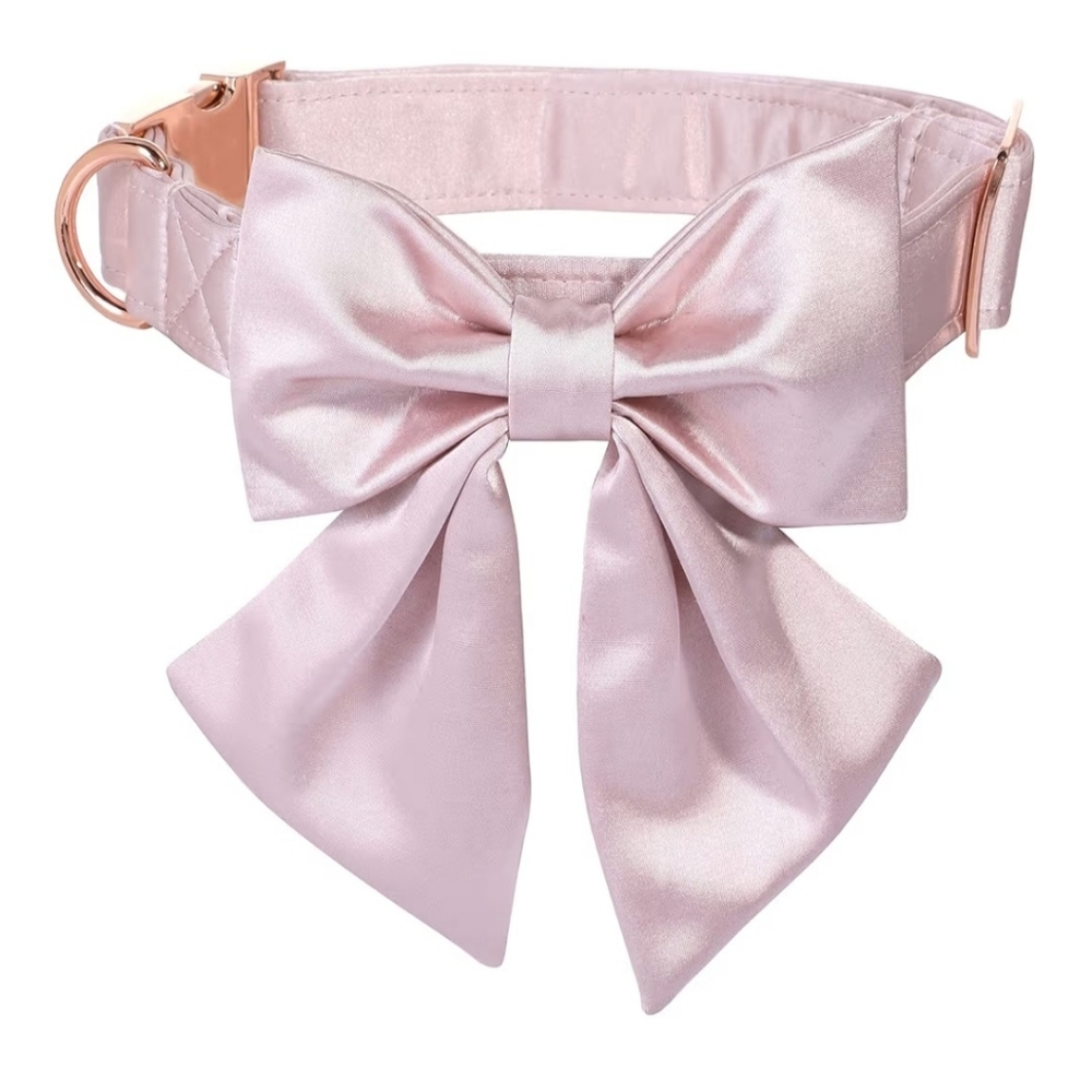 Lionet Paws Size Medium Pink Satin Bow Collar
